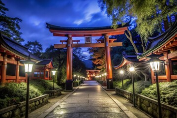 Fushimi Inari Shrine Illuminated Pathways at Night for Stunning Photography