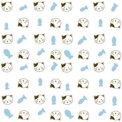 cat and fish pattern design