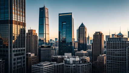 Downtown Office Tower with Reflective Glass