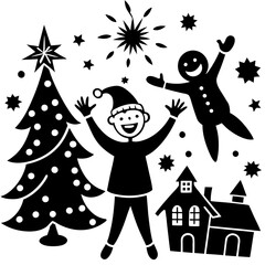 Christmas tree and snowman