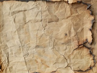 Old Rustic Paper with Burned Edges, Close-Up Detail Background
