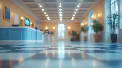 Modern bright office interior with furniture and daylight.Blurred background of a modern office space. Blurred office backdrop.