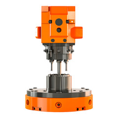 Fototapeta premium Industrial Machine Tool with Bright Orange Accents