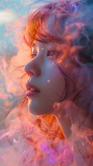 Dreamy Portrait of a Woman with Red Hair