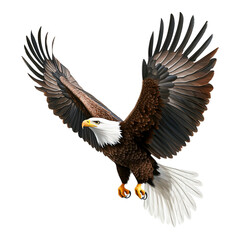 Fototapeta premium Majestic Eagle in Flight Over a Blue Sky
