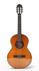 Fototapeta premium Classic acoustic guitar, white background, 4K hyperrealistic photo