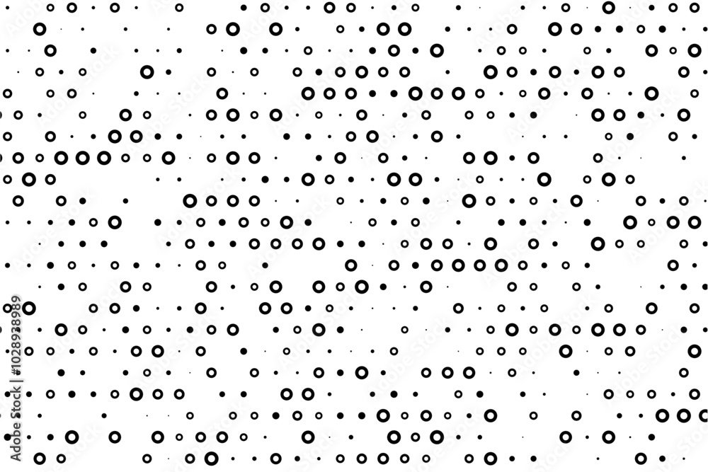 Poster Symmetrical dot grid with hollow centers and random sizes