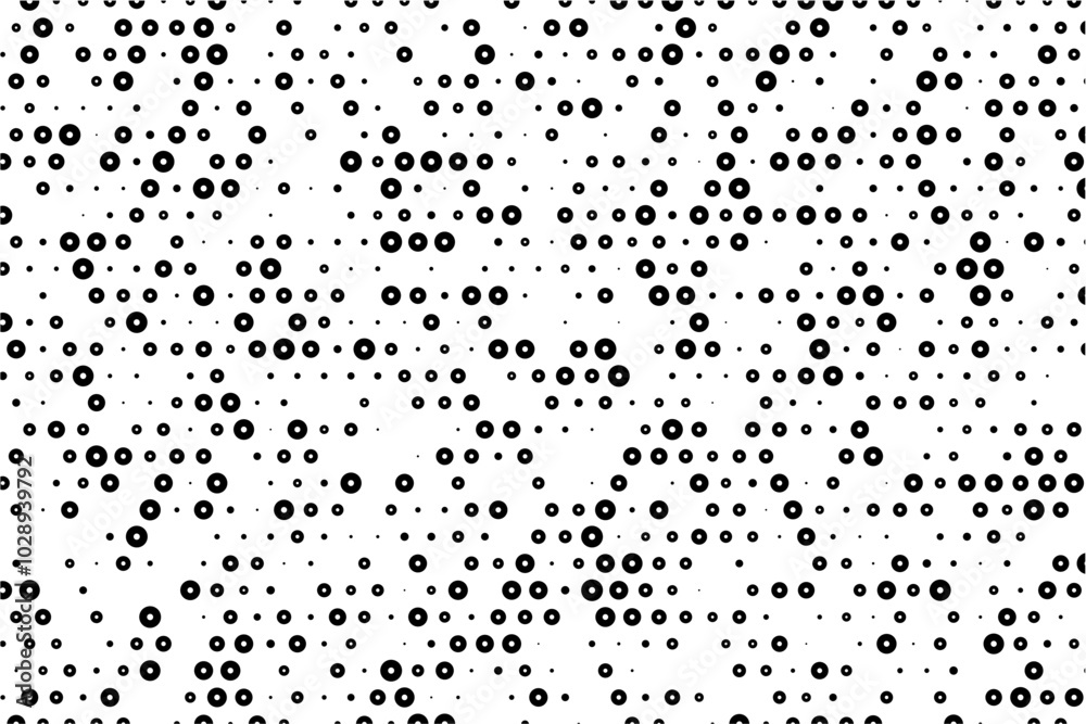 Poster Irregular grid of hollow dots on staggered layout