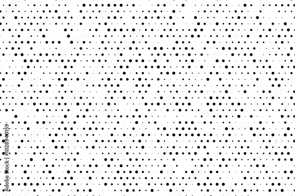 Poster Staggered dot pattern with varied sizes on grid