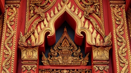 Obraz premium Intricate Thai Pattern with Rich Motifs and Detailing