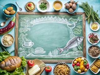 German Cuisine Line Art on Chalkboard - Vintage Food Illustration for Restaurant Menus and Decor