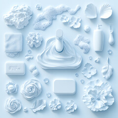 3D Icon Set Featuring Essential Handwashing Items for Global Handwashing Day Awareness Campaign