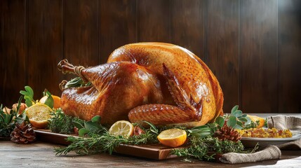 Deliciously Golden Roasted Turkey for Thanksgiving Feast
