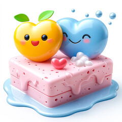3D Soap Icon with a Smiley Face for a Fun and Clean Design
