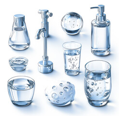 3D Icon Set Featuring Essential Handwashing Items for Global Handwashing Day Awareness Campaign