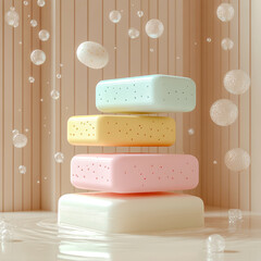 3D Soap Icon with a Smiley Face for a Fun and Clean Design
