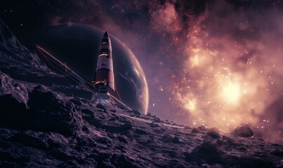Retro space explorer's cosmic rendezvous, 4K hyperrealistic photo