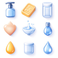 3D Icon Set Featuring Essential Handwashing Items for Global Handwashing Day Awareness Campaign