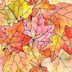 Seamless watercolor pattern. Hand drawn elements