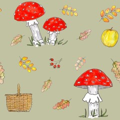 Seamless watercolor pattern. Hand drawn elements. Baby pattern