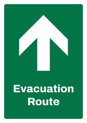 OSHA/ANSI emergency and first aid safety signs sentence case text_evacuation route up arrow_portrait size a4/a3/a2/a1	
