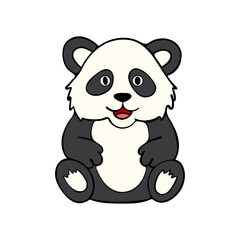 Simple cute coloring page animal panda outline flat design illustration