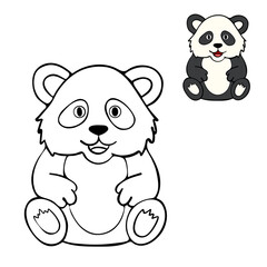 Simple cute coloring page animal panda outline flat design illustration