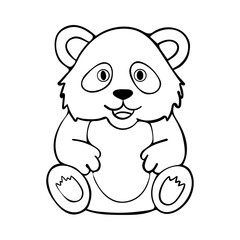 Simple cute coloring page animal panda outline flat design illustration