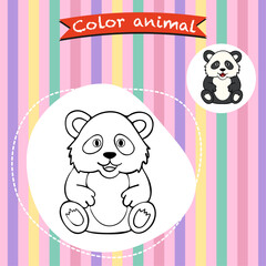 Simple cute coloring page animal panda outline flat design illustration