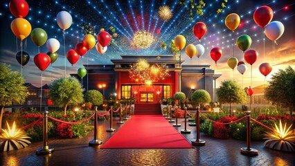 Fototapeta premium Grand Opening Banner with Black and Red Background for Celebratory Events