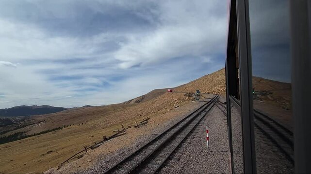 Cog Railway and  Pikes Peak, the mountains of Colorado.   