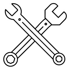 wrench and bolt crossed together line art