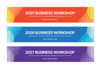 Set of business banner design templates in modern, geometry, abstract shape pattern style for schools, companies, workshops, events and conference. 