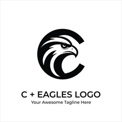 A powerful illustration of an C and eagles head perfect for use as a logo mascot or design element