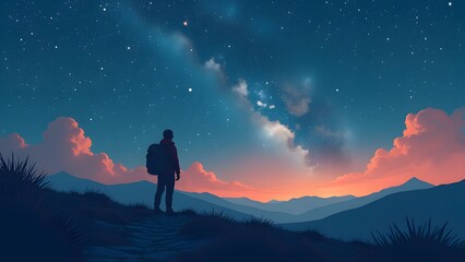 Fototapeta premium Stargazer Under the Milky Way