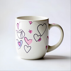 Minimalistic White Mug with Heart Pattern