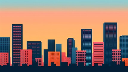 Room with Urban View: Through the window, admire a cityscape of large, detailed buildings. The modern city's charm is visible, radiating beauty both day and night. High resolution Illustration, in
