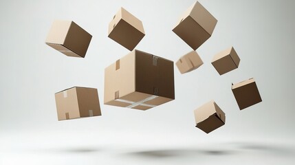 Floating cardboard boxes delivery and packaging concepts