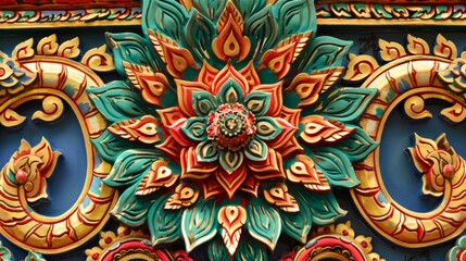 Obraz premium Vibrant Thai Pattern with Colorful Floral Design