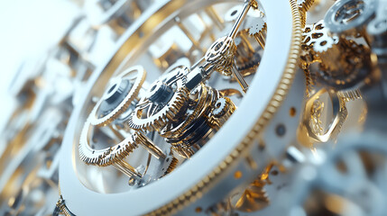Elegant Thin Steampunk Frame with Mechanical Details on a Transparent White Background for Stylish Wallpaper