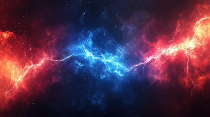 Fototapeta premium Red and blue battle lightning background 