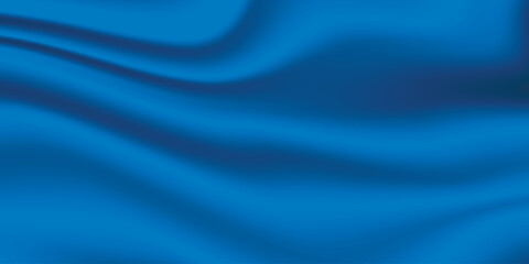 Silk blue background. Abstract vector pattern with copy space. Liquid wave texture, smooth drapery wallpaper. Wedding fabric, satin. Wavy design for banner, card, postcard, backdrop