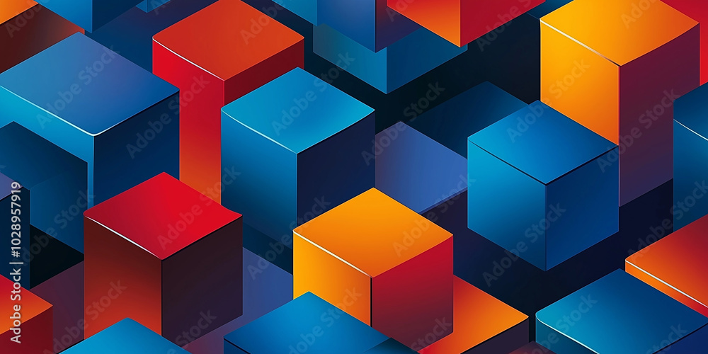 Poster Abstract background with colorful cubes creating geometric pattern