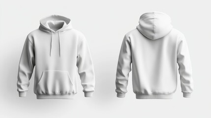 White hoodie mockup. Front and back hoodie template