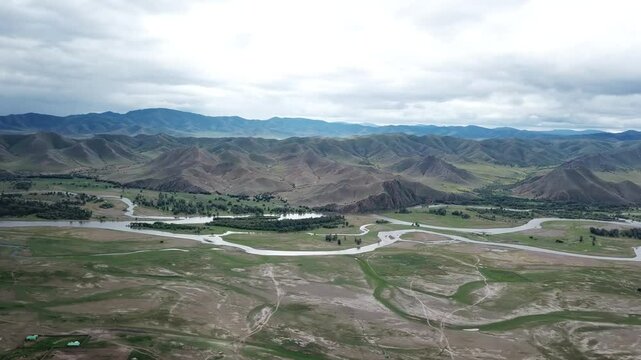 
steppe, landscape, drone, aerial shot, Asia, Mongolia