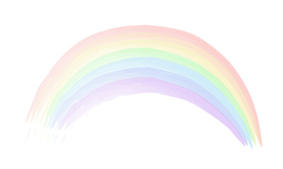 Watercolor multicolored rainbow of seven colors isolated on white background. Pastel muted colors