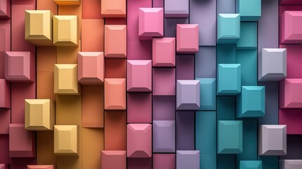 Obraz premium Colorful 3D cubes pattern arranged playfully, featuring vibrant pastel