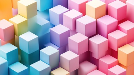 Obraz premium Colorful 3D cubes pattern arranged playfully, featuring vibrant pastel