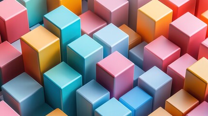 Obraz premium Colorful 3D cubes pattern arranged playfully, featuring vibrant pastel