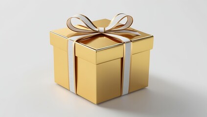 Fototapeta premium gift box with white ribbon, set on a white background. Ideal for holiday themed projects, gift ads, or seasonal promotions.